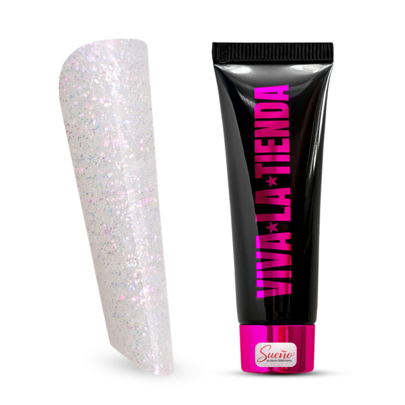 Polygel Sueño 01 Ivory Glow 30ml, alb cu reflexii