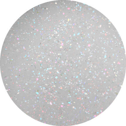 Polygel Sueño 01 Ivory Glow alb cu reflexii, swatch nuanță