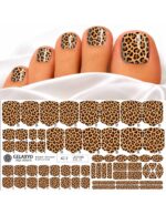 Folie unghii picioare aplicata, model leopard auriu-negru, AC-2 Leopard Gold