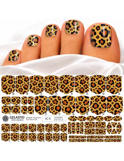 Pedi wrap unghii picioare model leopard auriu-maro, AC-8 Leopard Royale