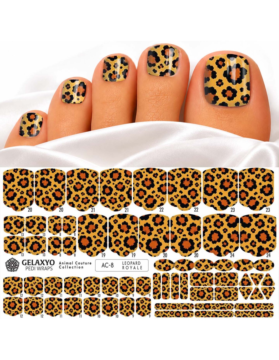 wrap-unghii-picioare-model-leopard-auriu-ac-8 Pedi wrap unghii picioare model leopard auriu-maro, AC-8 Leopard Royale