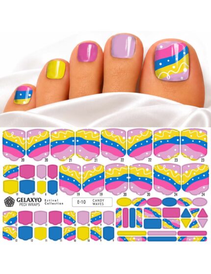 PEDI WRAPS ESTIVAL 10 GELAXYO CU 38 DE WRAPURI, 26 DECORAȚIUNI, PILĂ, BEȚIȘOR ȘI MINIRIGLĂ INCLUSE
