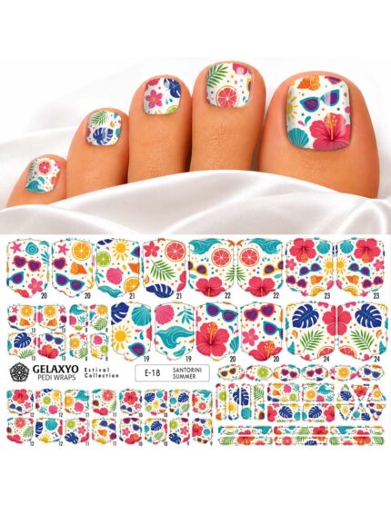 PEDI WRAPS ESTIVAL E-18 GELAXYO CU 38 DE WRAPURI, 26 DECORAȚIUNI, PILĂ, BEȚIȘOR ȘI MINIRIGLĂ INCLUSE